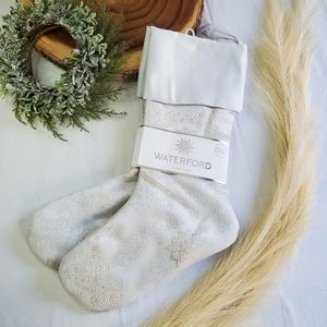 2 pc Waterford Silver & Gold Holiday Embroidery Christmas Stocking Set
